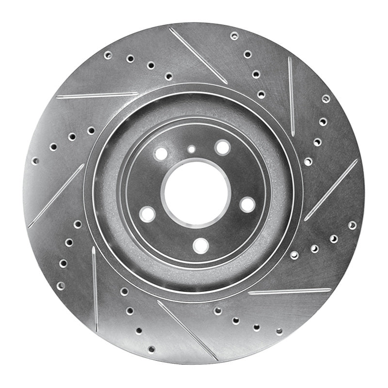 R1 09-20 Nissan 370Z Front Left Drilled & Slotted Silver Brake Rotor