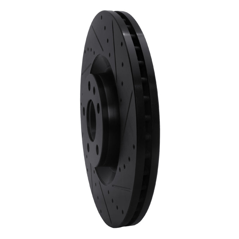 R1 04-09 Audi S4 Front Right Drilled & Slotted Black Brake Rotor