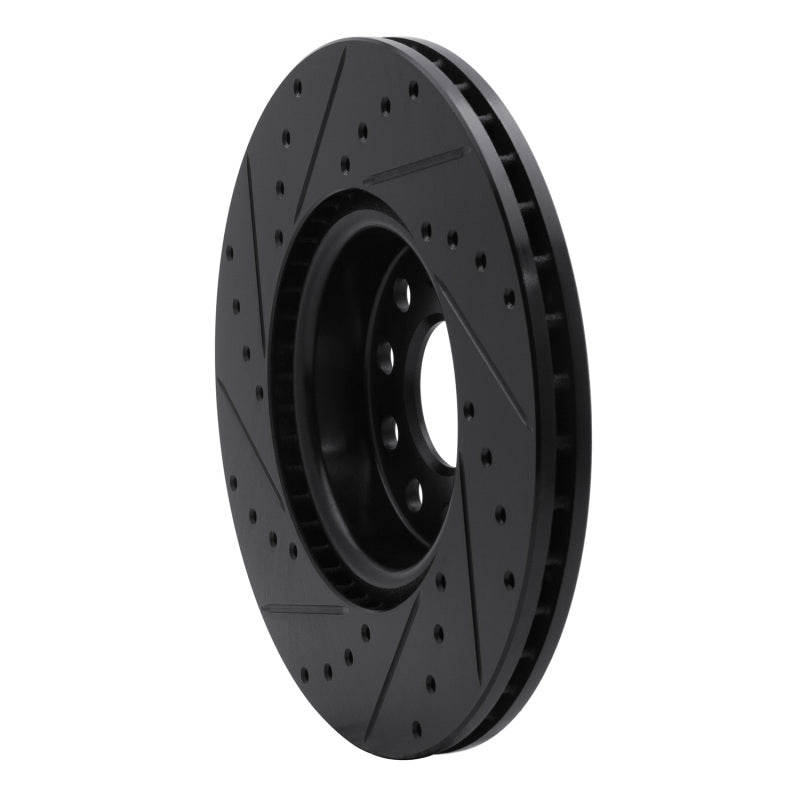 R1 2005-2025 Audi A3 Quattro Front Right Drilled & Slotted Black Brake Rotor