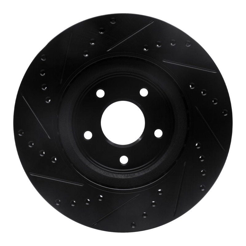 R1 2013-2025 Infiniti Q60 Front Right Drilled & Slotted Black Brake Rotor