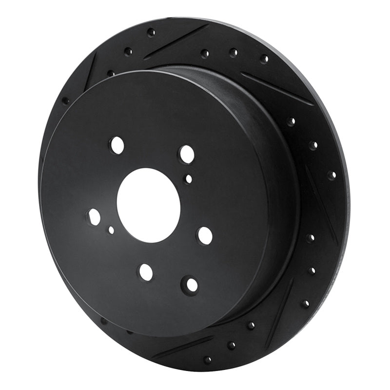 R1 10-20 Lexus RX450h Rear Left Drilled & Slotted Black Brake Rotor