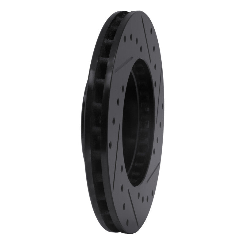 R1 87-91 Toyota Camry Front Left Drilled & Slotted Black Brake Rotor
