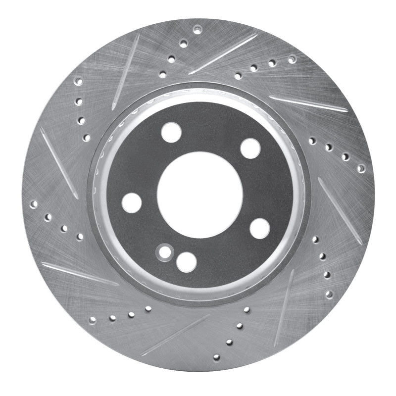 R1 15-23 Mercedes-Benz C300 Sedan Rear Left Drilled & Slotted Silver Brake Rotor