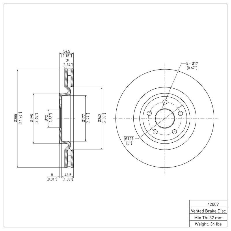 R1 12-25 Dodge Durango Front Brake Rotor