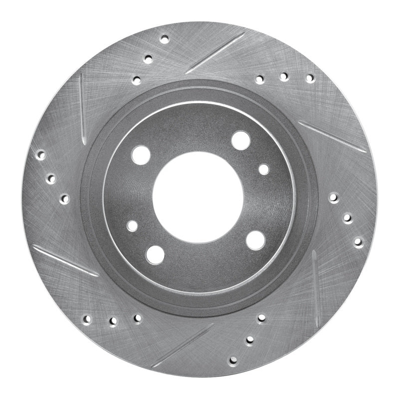 R1 12-17 Mitsubishi I-MIEV Front Left Drilled & Slotted Silver Brake Rotor