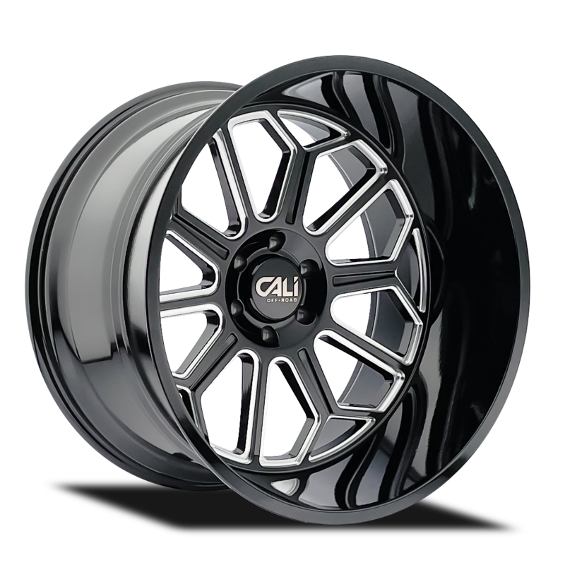 Cali Off-Road 9117 Auburn 22x12 / 8x165.1 BP / -51mm Offset / 125.2mm Hub Gloss Black Milled Wheel