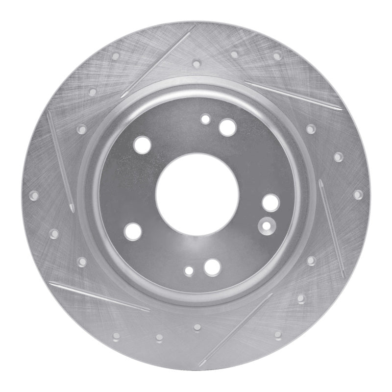 R1 17-20 Honda Civic Coupe Rear Left Drilled & Slotted Silver Brake Rotor