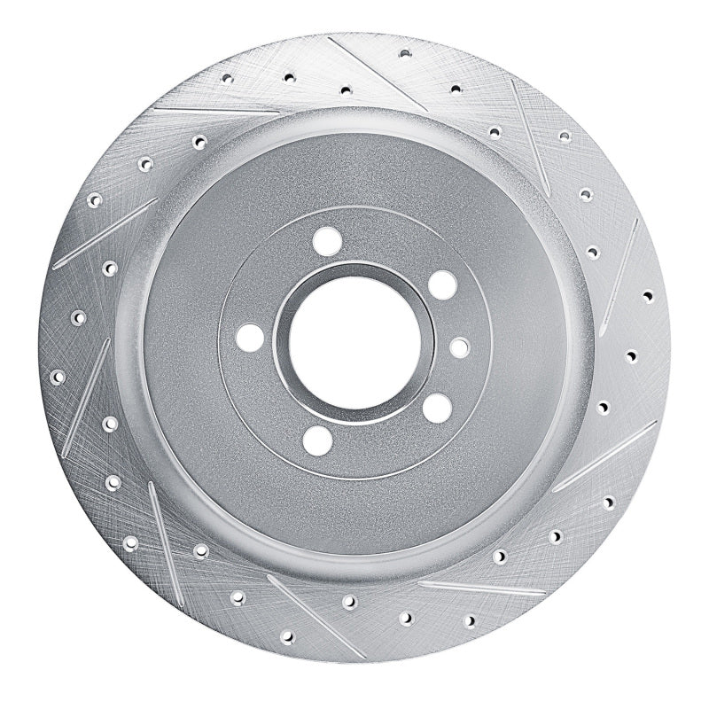 R1 13-14 Ford Mustang Rear Right Drilled & Slotted Silver Brake Rotor