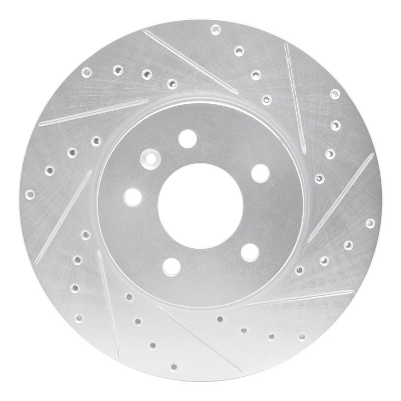 R1 13-25 Cadillac ATS Front Right Drilled & Slotted Silver Brake Rotor