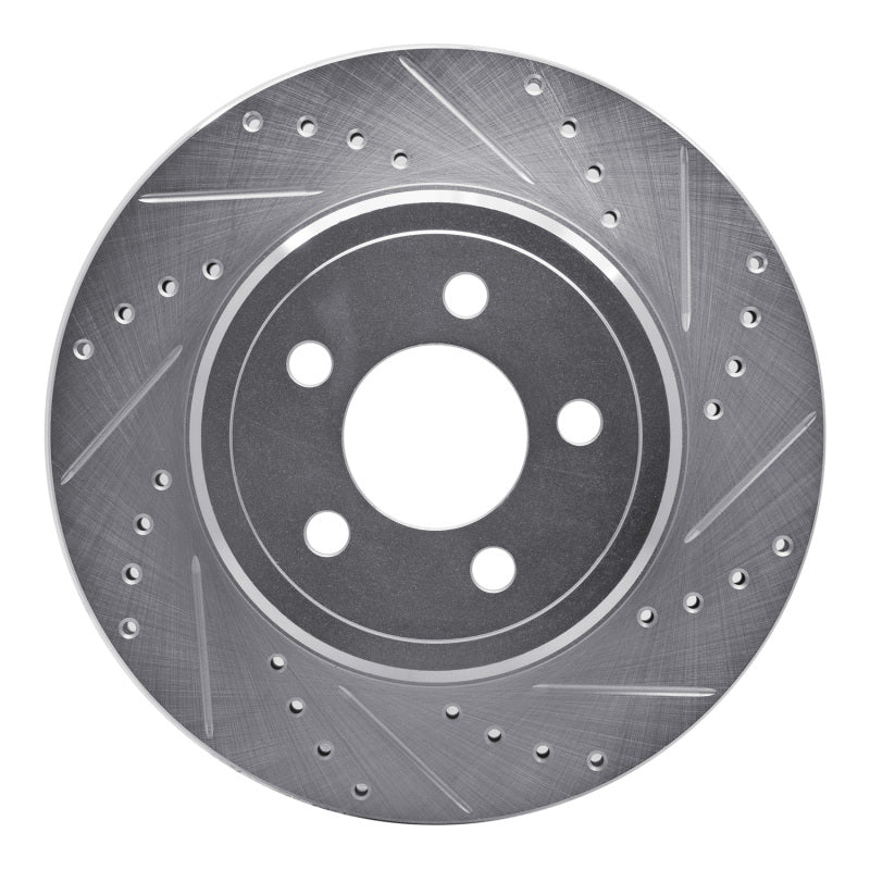 R1 05-23 Chrysler 300 Rear Right Drilled & Slotted Silver Brake Rotor