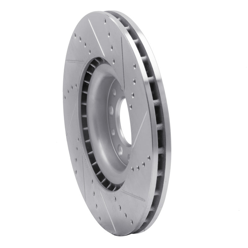 R1 2017-2025 Alfa Romeo Stelvio Front Left Drilled & Slotted Silver Brake Rotor
