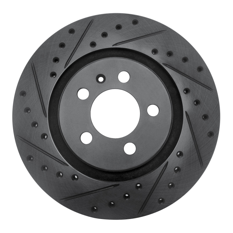 R1 92-95 Volkswagen Jetta Sedan Front Left Drilled & Slotted Black Brake Rotor