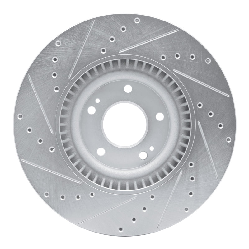 R1 20-25 Hyundai Palisade Front Right Drilled & Slotted Silver Brake Rotor