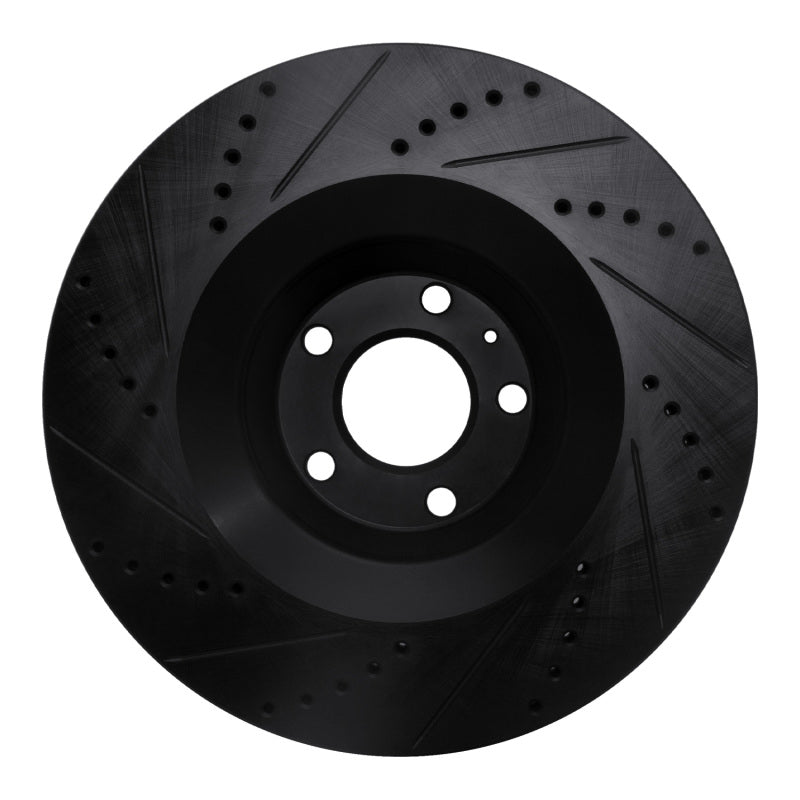 R1 05-11 Audi A6 Quattro Front Right Drilled & Slotted Black Brake Rotor