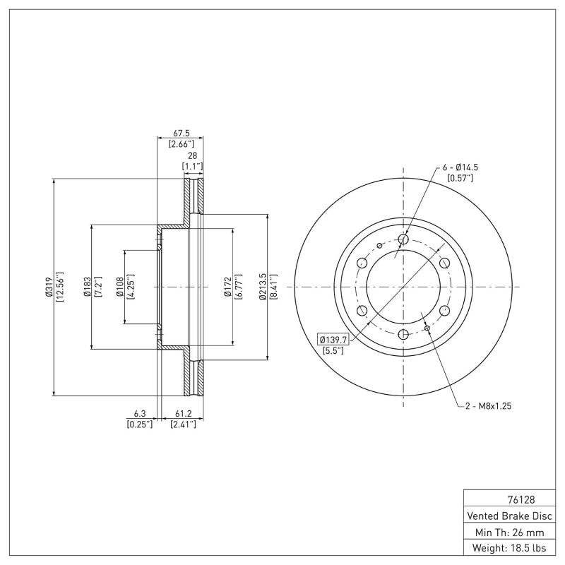 R1 2003-2023 Toyota 4Runner Front Brake Rotor