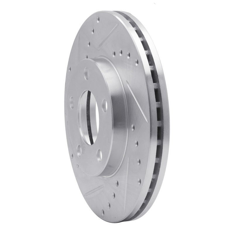 R1 94-04 Ford Mustang Front Left Drilled & Slotted Silver Brake Rotor