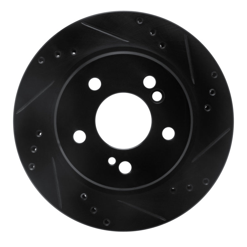 R1 92-94 Mercedes-Benz 500E Rear Right Drilled & Slotted Black Brake Rotor