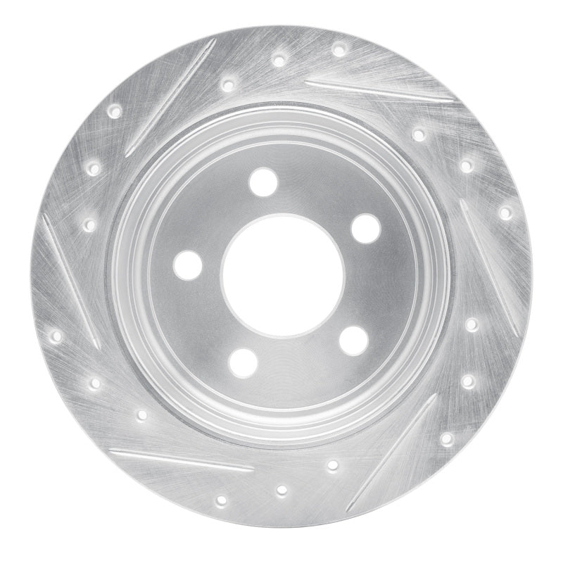 R1 03-07 Jeep Liberty Rear Right Drilled & Slotted Silver Brake Rotor
