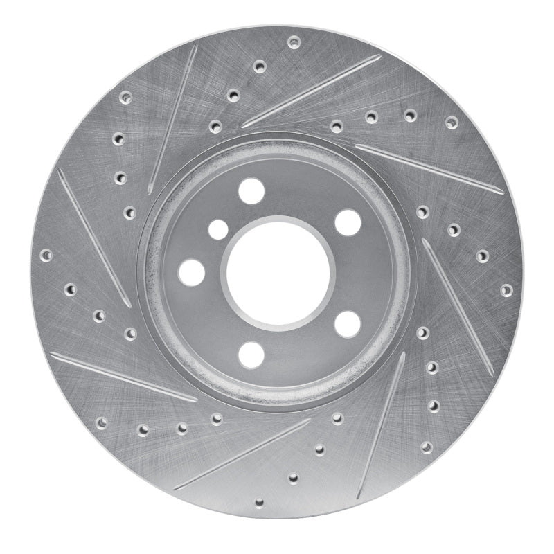 R1 16-24 Mini Cooper Clubman Front Right Drilled & Slotted Silver Brake Rotor
