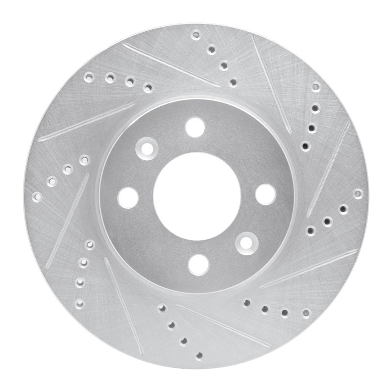 R1 88-98 Saab 9000 Front Right Drilled & Slotted Silver Brake Rotor