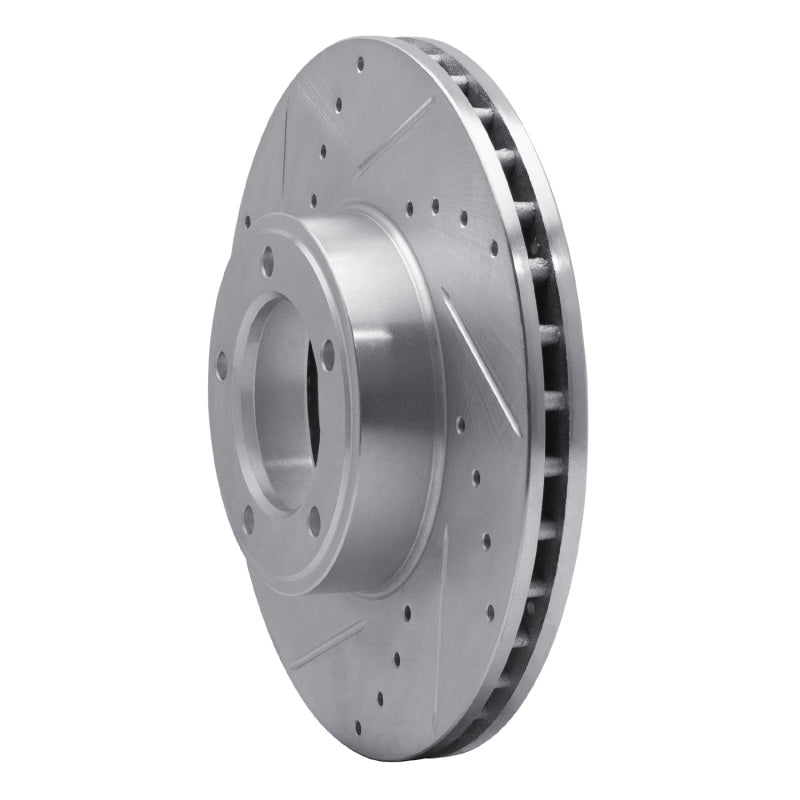 R1 71-97 Jaguar XJ12 Front Left Drilled & Slotted Silver Brake Rotor