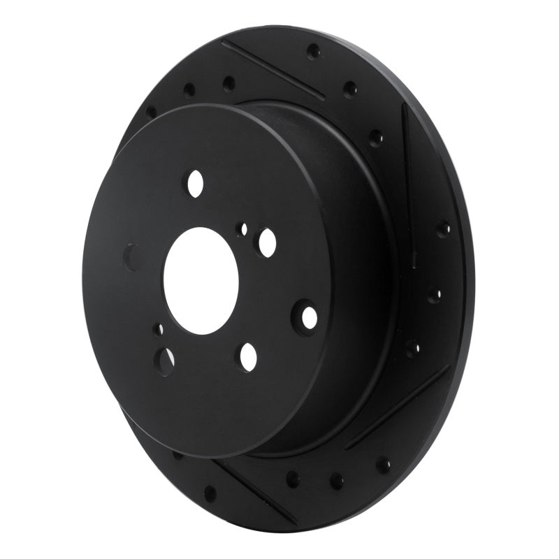 R1 00-10 Pontiac Vibe Rear Right Drilled & Slotted Black Brake Rotor