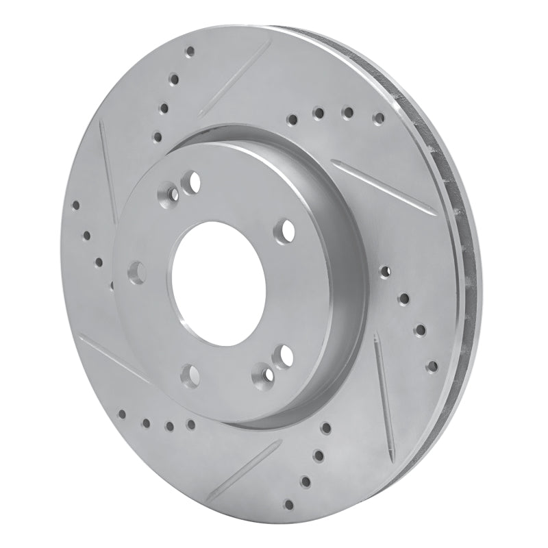 R1 10-13 Kia Forte Koup Front Left Drilled & Slotted Silver Brake Rotor