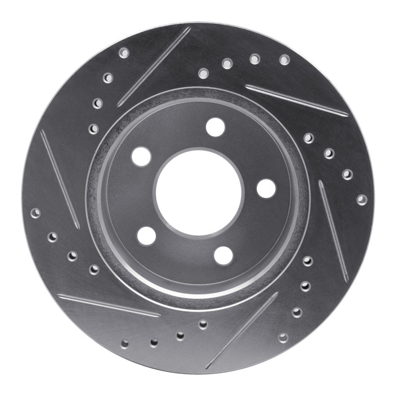 R1 90-99 Jeep Cherokee Front Right Drilled & Slotted Silver Brake Rotor
