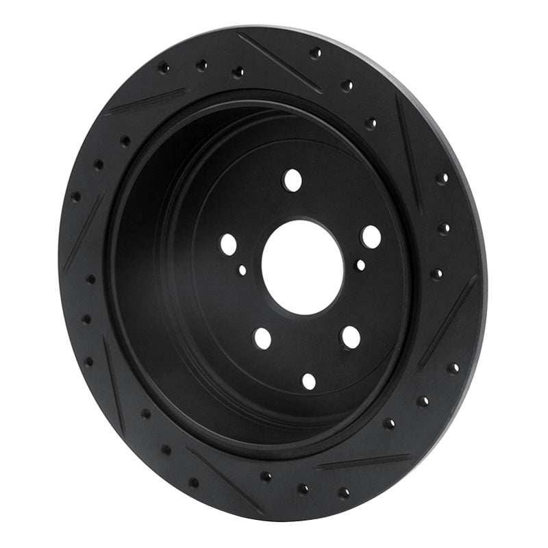 R1 10-20 Lexus RX450h Rear Left Drilled & Slotted Black Brake Rotor