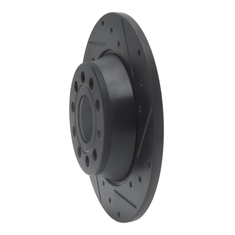 R1 05-18 Audi A3 Rear Right Drilled & Slotted Black Brake Rotor