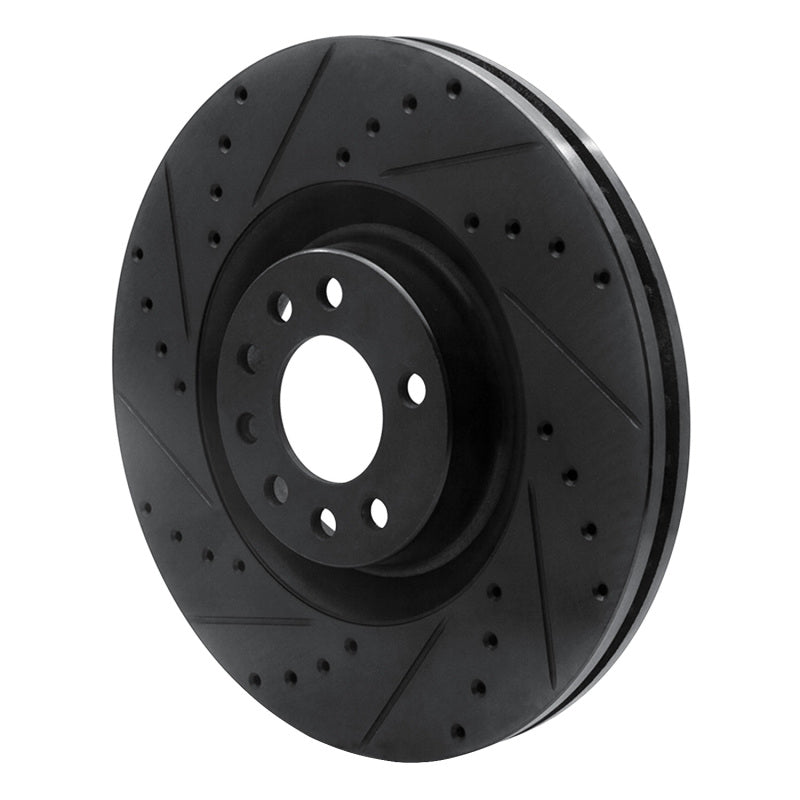 R1 08-11 Saab 9-3 Front Left Drilled & Slotted Black Brake Rotor