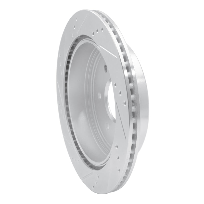 R1 17-24 Nissan Titan Rear Right Drilled & Slotted Silver Brake Rotor
