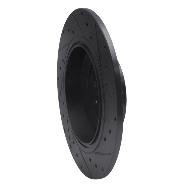 R1 09-14 Acura TL Rear Left Drilled & Slotted Black Brake Rotor