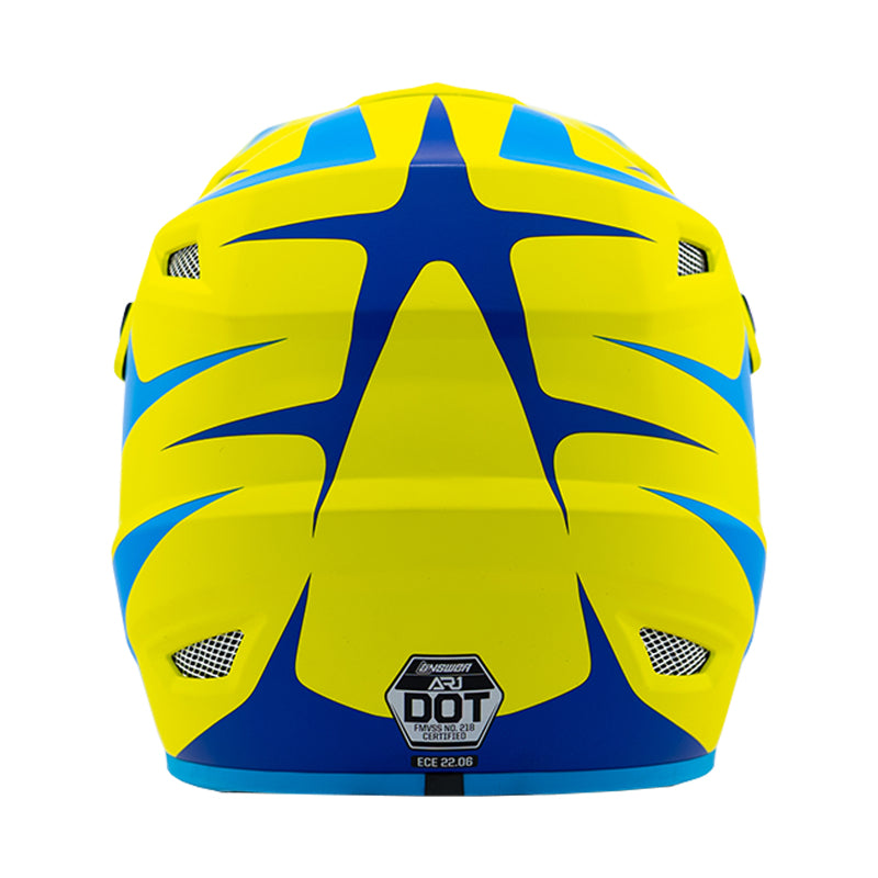 Answer 26 AR1 Mototown Helmet Matte Hyper Acid/Cyan/Dark Blue Youth - Large