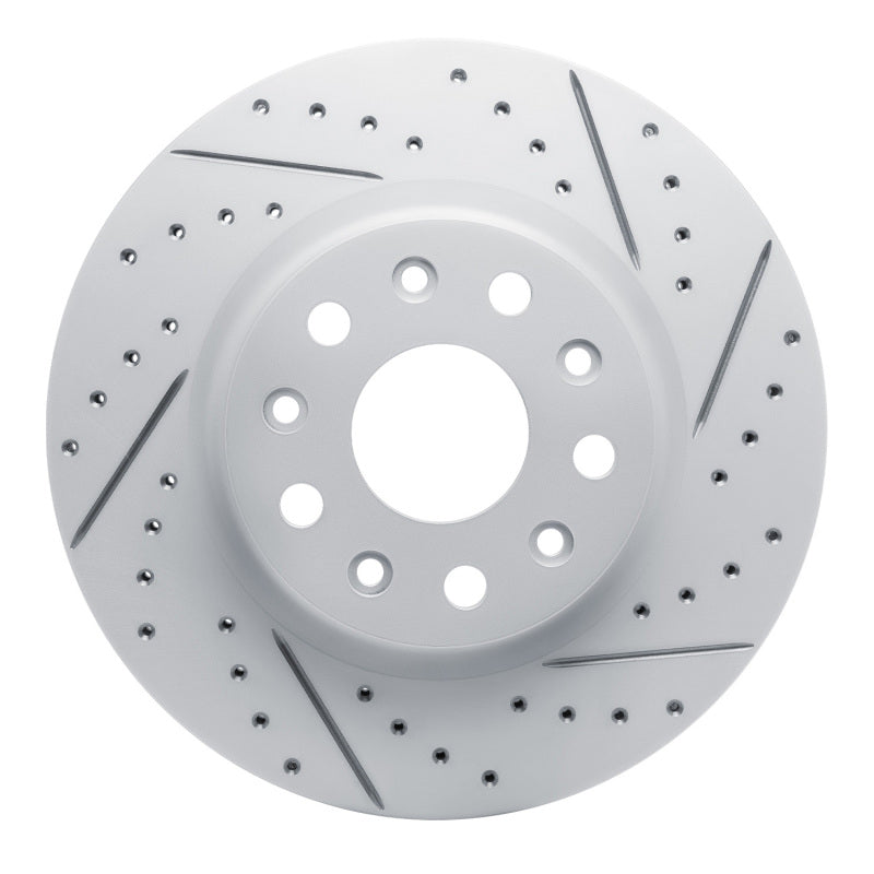 R1 18-25 Jeep Wrangler Front Right Drilled & Slotted Geo-Carbon Rotor