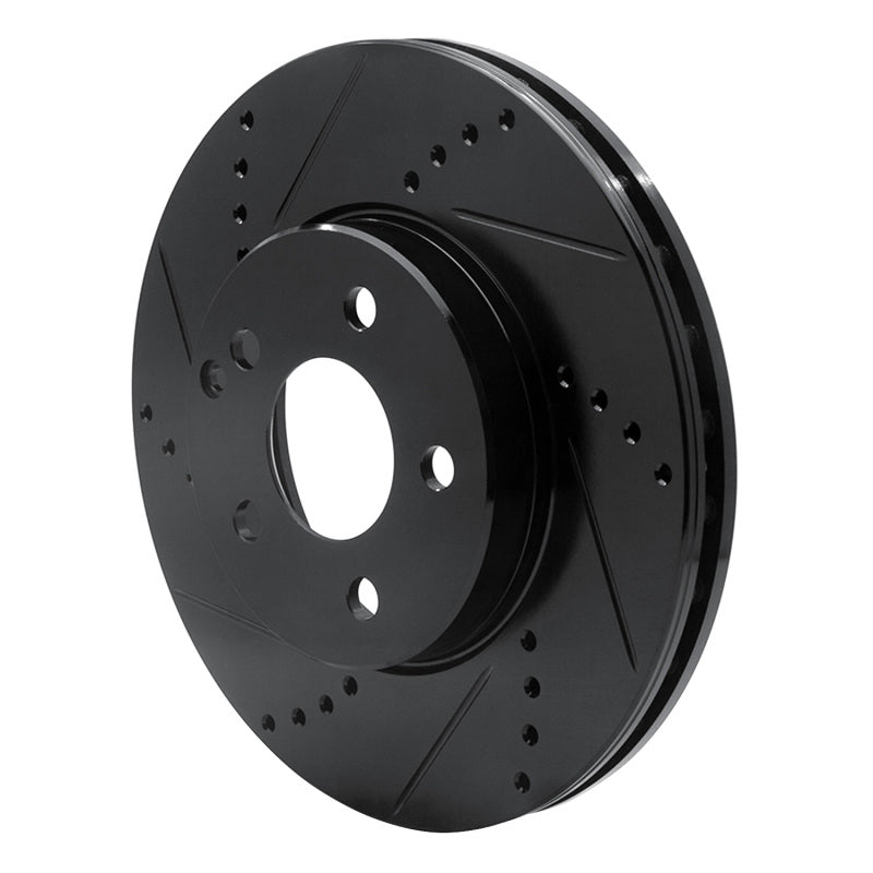 R1 03-09 Mercedes-Benz E320 Front Left Drilled & Slotted Black Brake Rotor