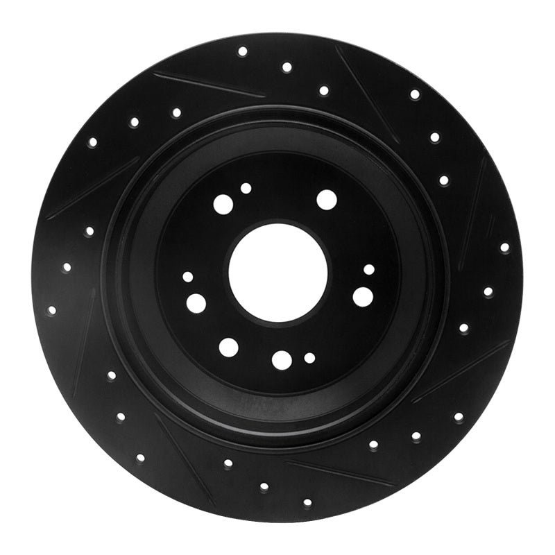 R1 10-15 Honda Crosstour Rear Left Drilled & Slotted Black Brake Rotor