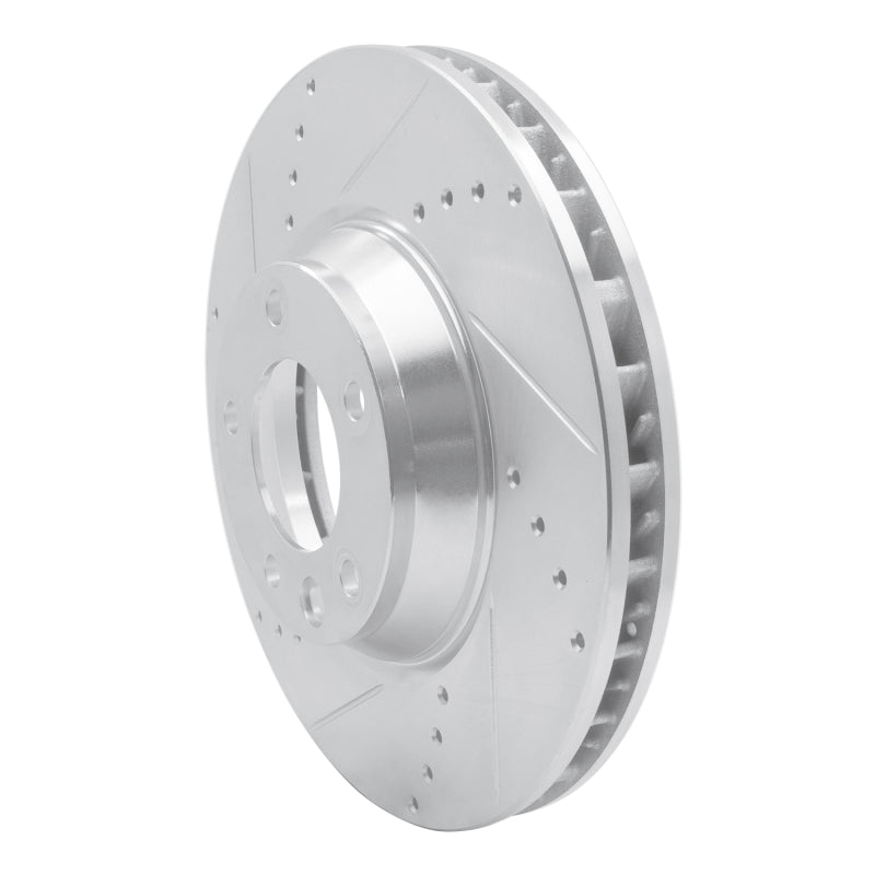 R1 03-15 Audi Q7 Right Front Drilled & Slotted Silver Brake Rotor