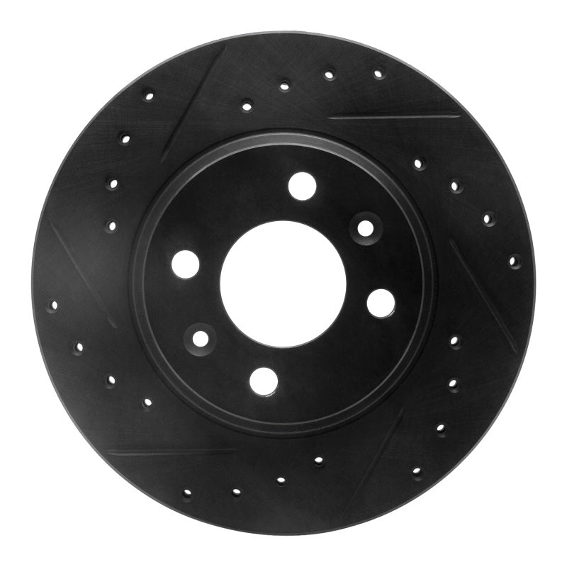 R1 87-93 Saab 9000 Front Left Drilled & Slotted Black Brake Rotor
