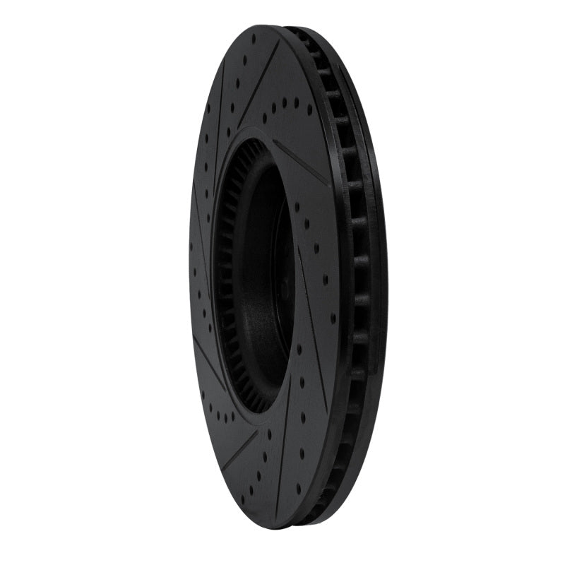 R1 07-09 Mercedes-Benz GL320 Front Right Drilled & Slotted Black Brake Rotor