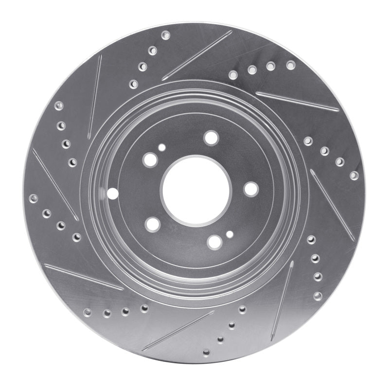 R1 18-25 Genesis G70 Rear Right Drilled & Slotted Silver Brake Rotor