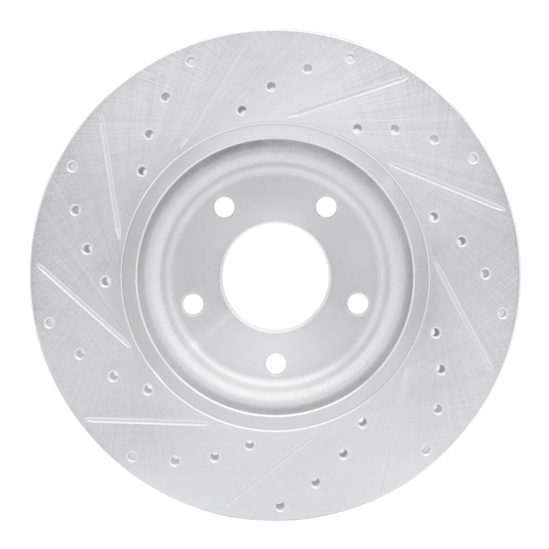 R1 98-06 Jaguar XJR Front Right Drilled & Slotted Silver Brake Rotor
