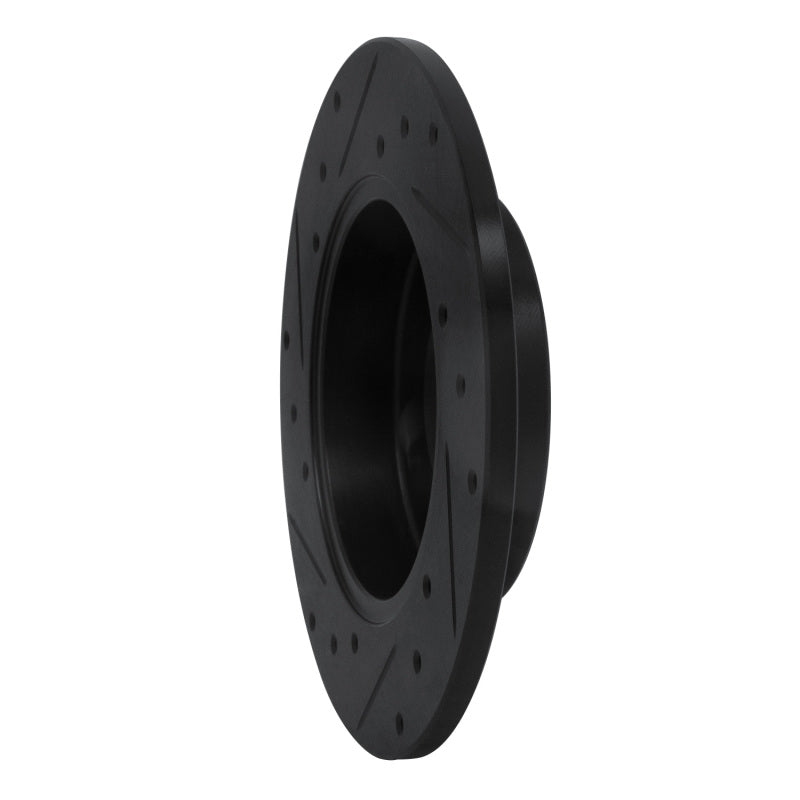 R1 84-95 Audi 90 Quattro Rear Right Drilled & Slotted Black Brake Rotor