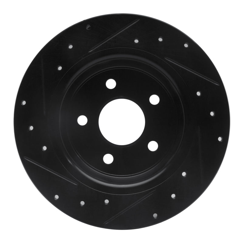 R1 06-07 Mazda 6 Rear Right Drilled & Slotted Black Brake Rotor