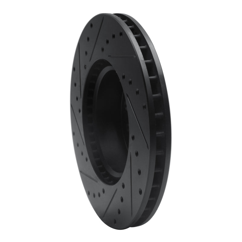R1 85-91 Mercedes-Benz 300SD Front Right Drilled & Slotted Black Brake Rotor