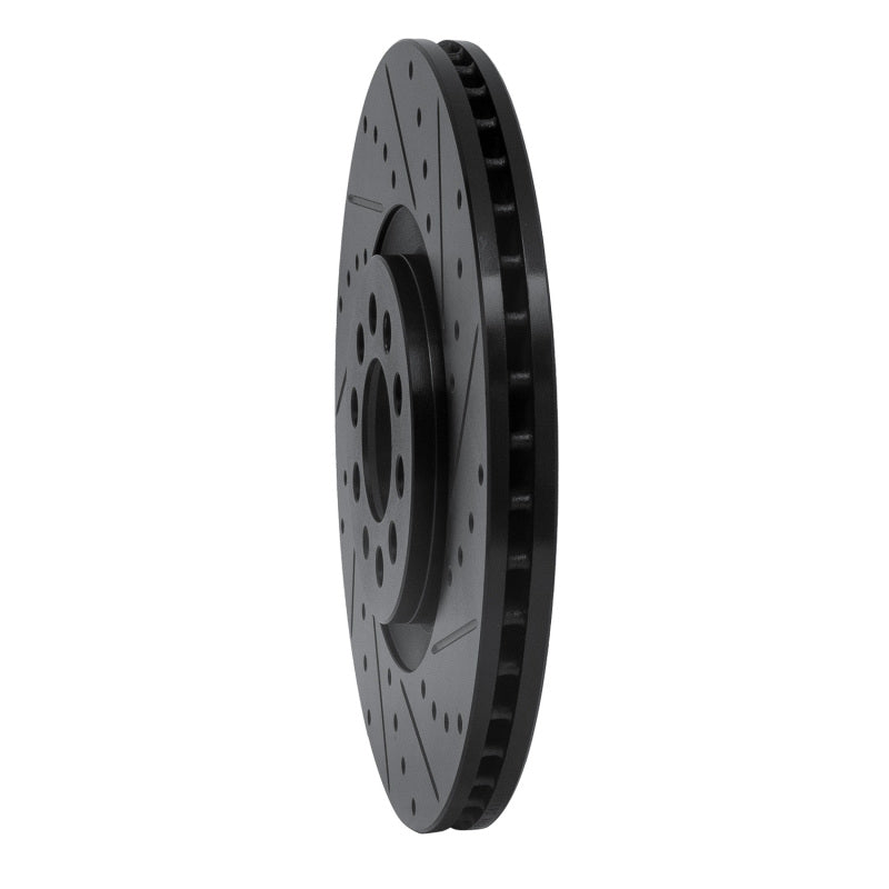 R1 00-06 Audi TT Quattro Front Right Drilled & Slotted Black Brake Rotor