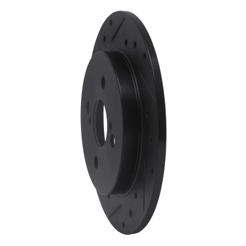 R1 12-18 Toyota Yaris (USA/Canada) Rear Left Drilled & Slotted Black Brake Rotor