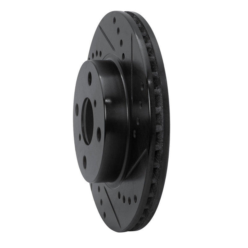 R1 01-03 Toyota Prius Front Right Drilled & Slotted Black Brake Rotor