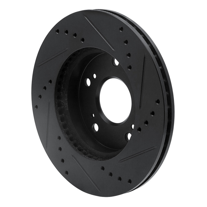 R1 12-15 Acura ILX Front Left Drilled & Slotted Black Brake Rotor
