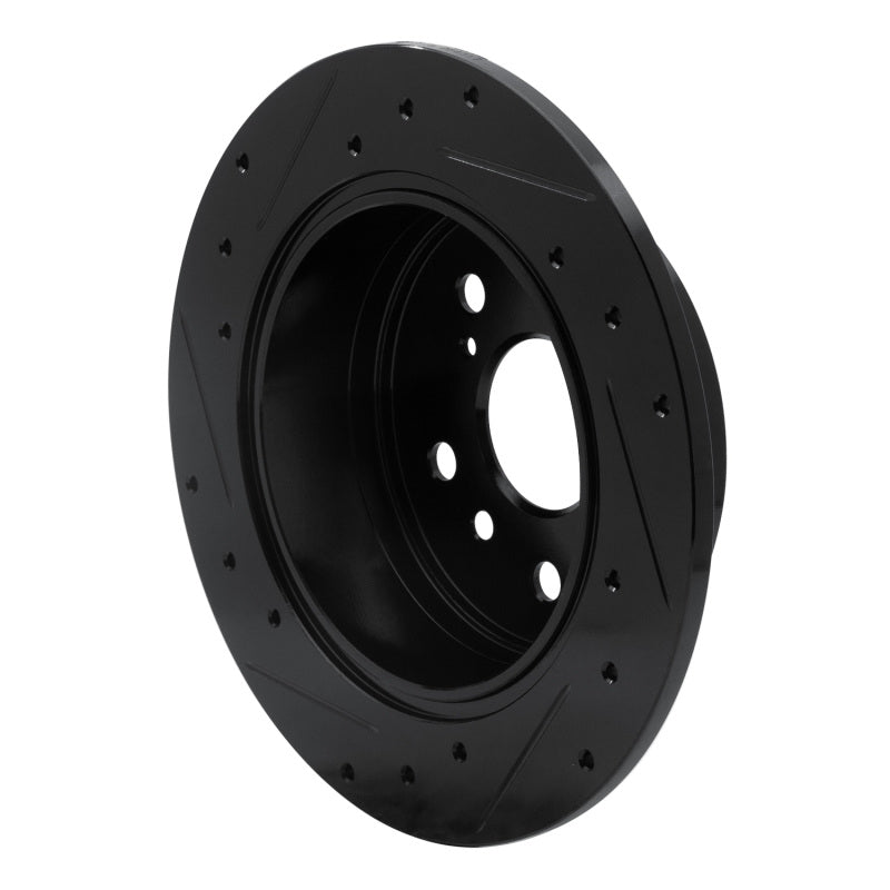 R1 07-12 Lexus ES350 Rear Right Drilled & Slotted Black Brake Rotor